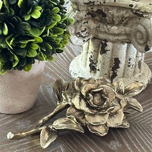 NEW! VINTAGE Inspired Shabby CHIC Metallic Gold Resin Rose Flower